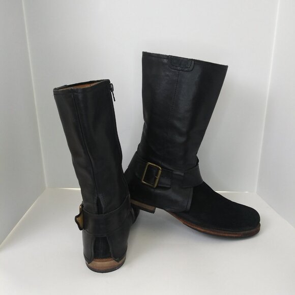 Gidigio Moto Riding Boot Black Leather Suede Buckle Handmade Italian Luxe EU 40 - Picture 7 of 7